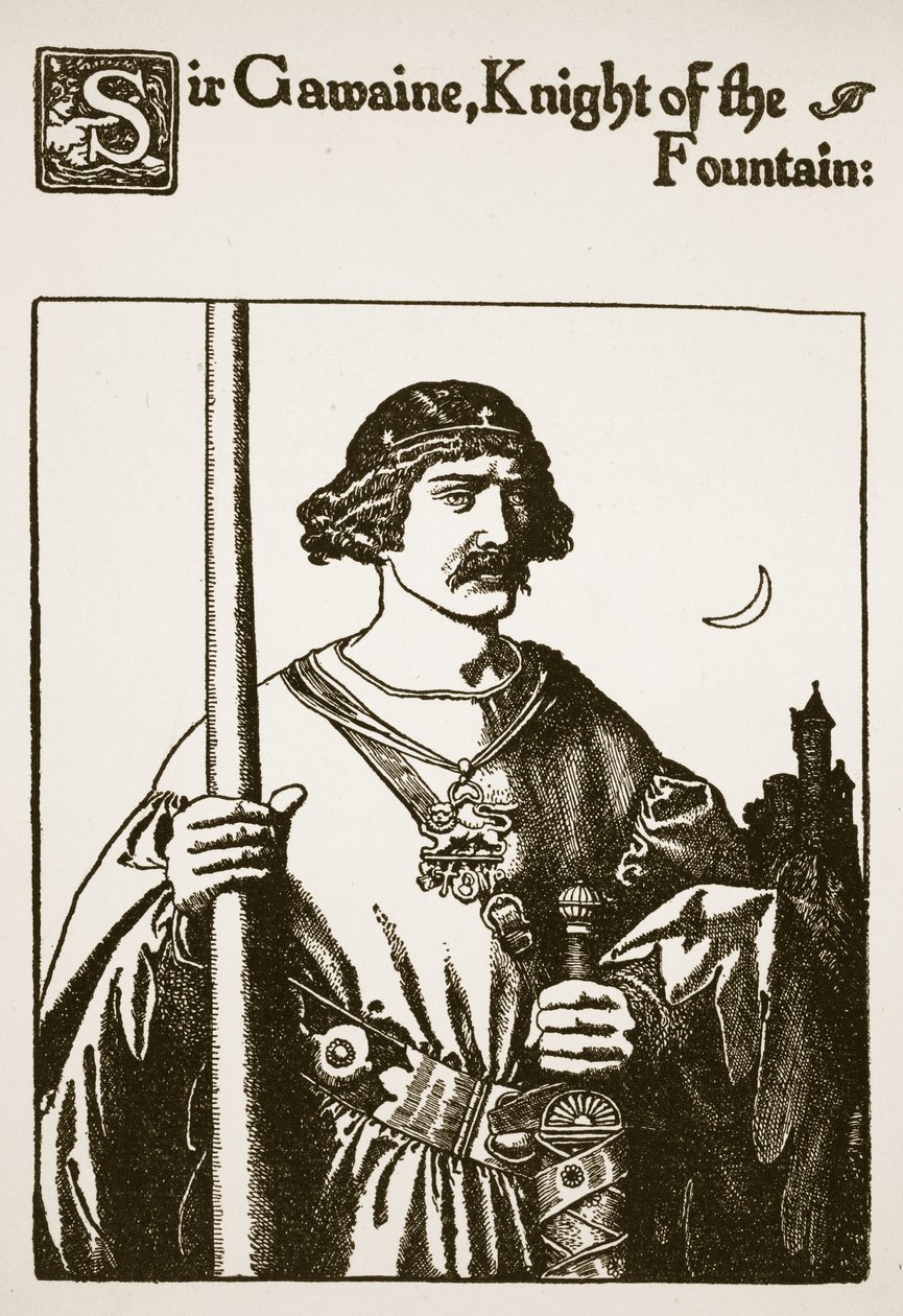 Sir Gawaine, a szökőkút lovagja, illusztráció a Sir Launcelot és társai történetéből, 1907 alkotó: Howard Pyle