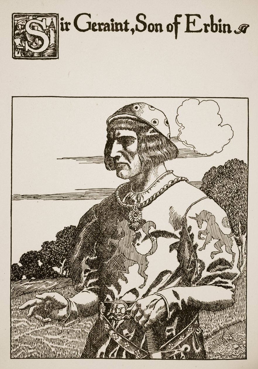 Sir Geraint, Erbin fia, illusztráció a Grál történetéből és Arthur elmúlásából, 1910 körül alkotó: Howard Pyle