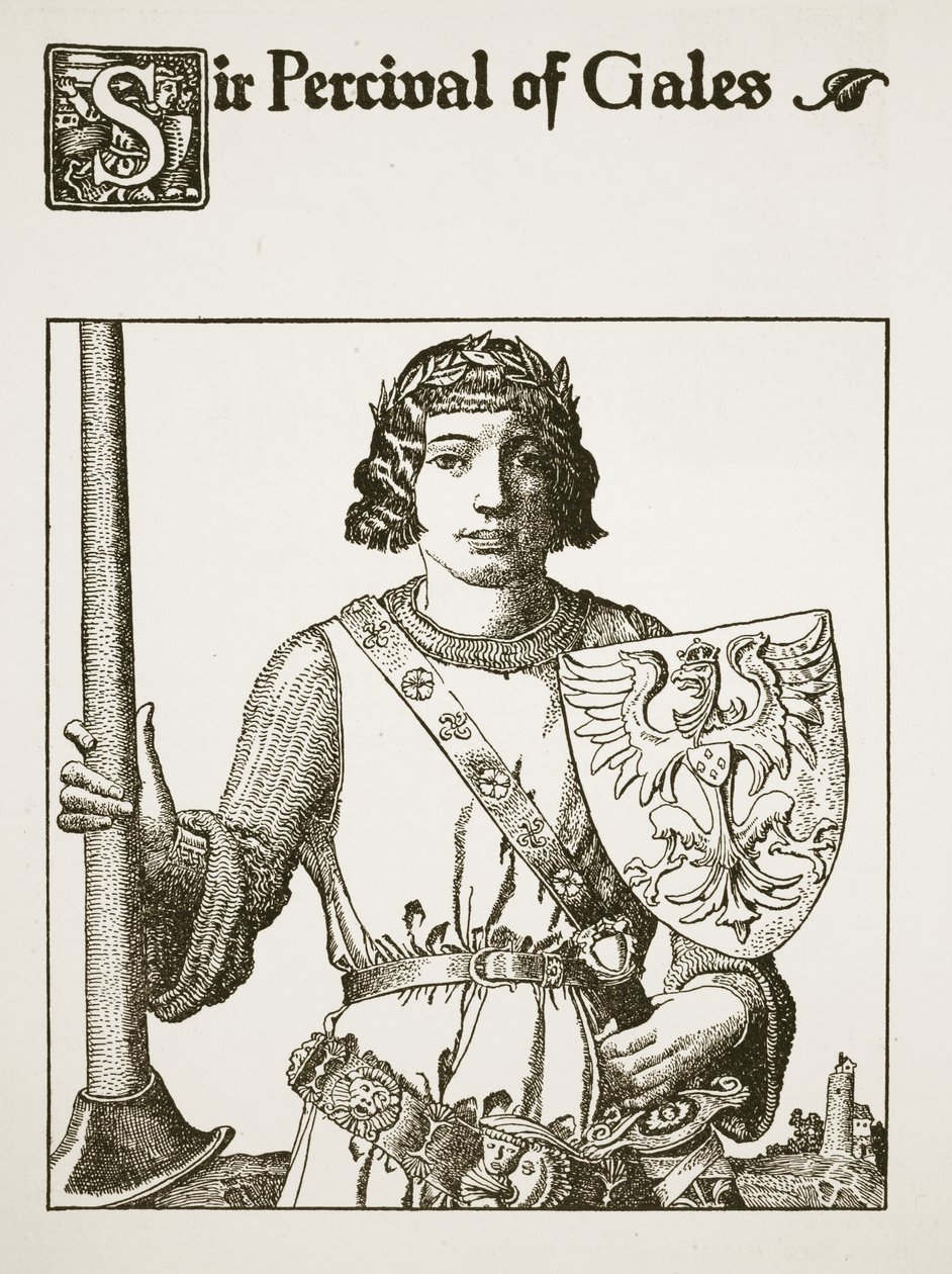 Sir Percival of Gales, illusztráció a "A kerekasztal bajnokainak története" című filmből alkotó: Howard Pyle