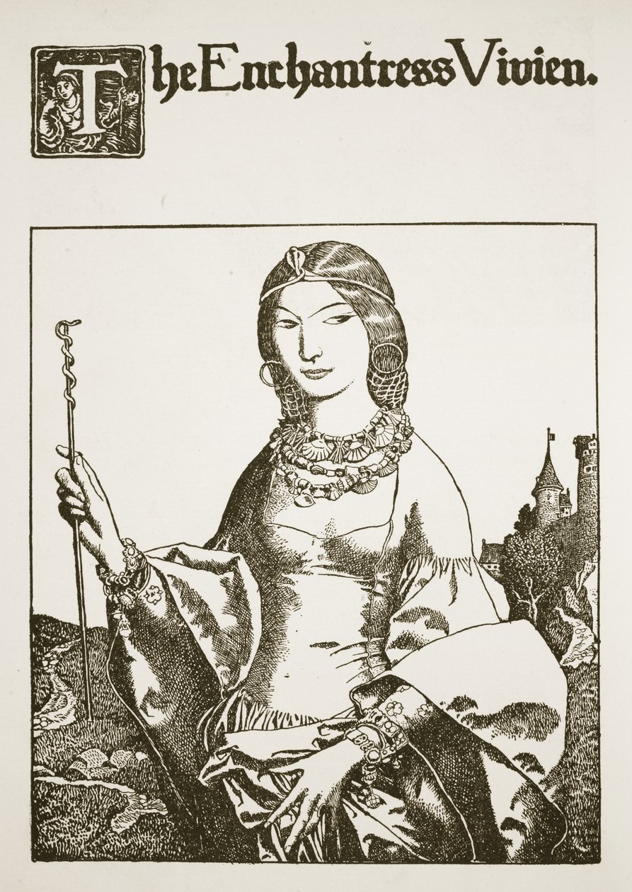 A varázsló Vivien, illusztráció az „Artúr király és lovagjai története” című filmből, 1903 alkotó: Howard Pyle