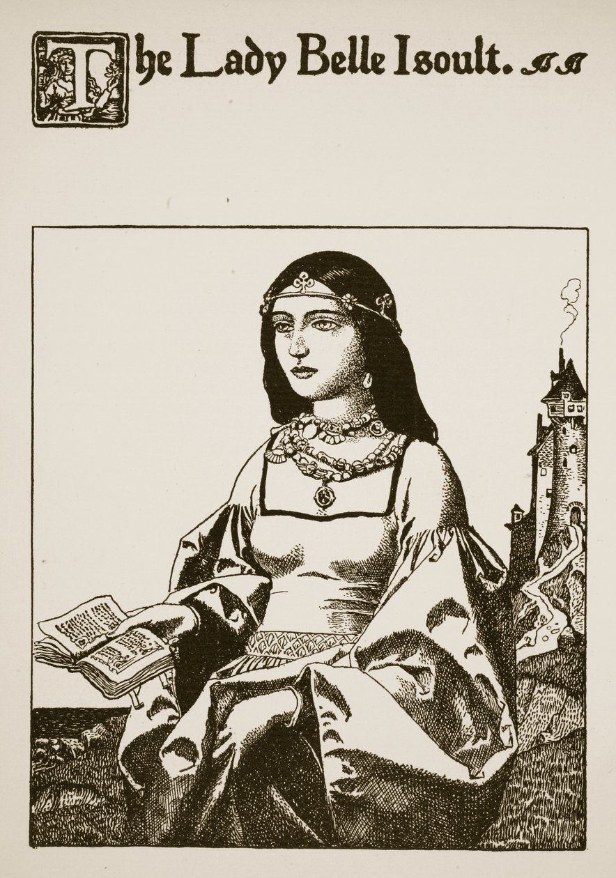 Lady Belle Isoult, illusztráció a "A kerekasztal bajnokainak története" című könyvből alkotó: Howard Pyle