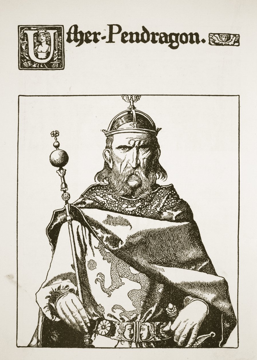 Uther Pendragon, illusztráció a "The Story of King Arthur and his Knights" című könyvből, 1903. alkotó: Howard Pyle