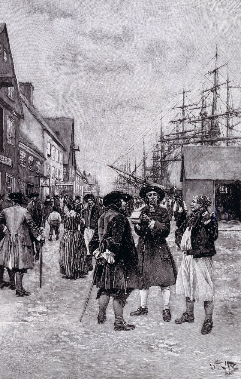 A Water Front mentén Old New Yorkban, illusztráció a „New York evolúció” című művéből, Thomas A. Janvier, pub. a Harper