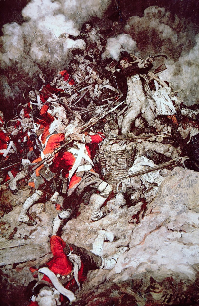 Felkapaszkodtak a mellvéden, és átmentek a tetején, Pell Mell, a britekre, 1897 körül (színes litho) alkotó: Howard (after) Pyle