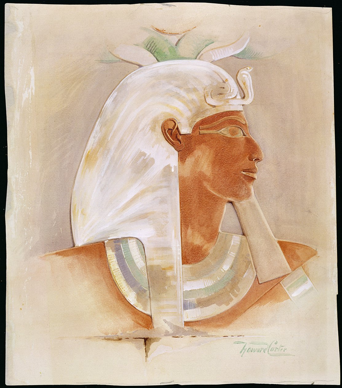 Makare Hatsepszut királynő feje (Kr.e. 1503-1482 körül) (wc, papír) alkotó: Howard Carter