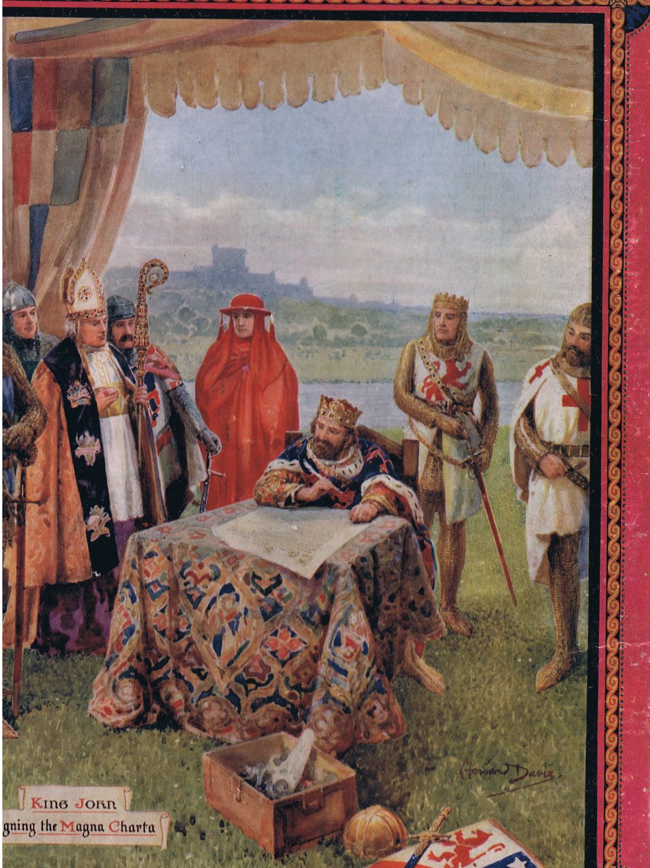 János király aláírja a Magna Cartát, a „Madame Tussauds” illusztrációja (színes litó) alkotó: Howard Davie