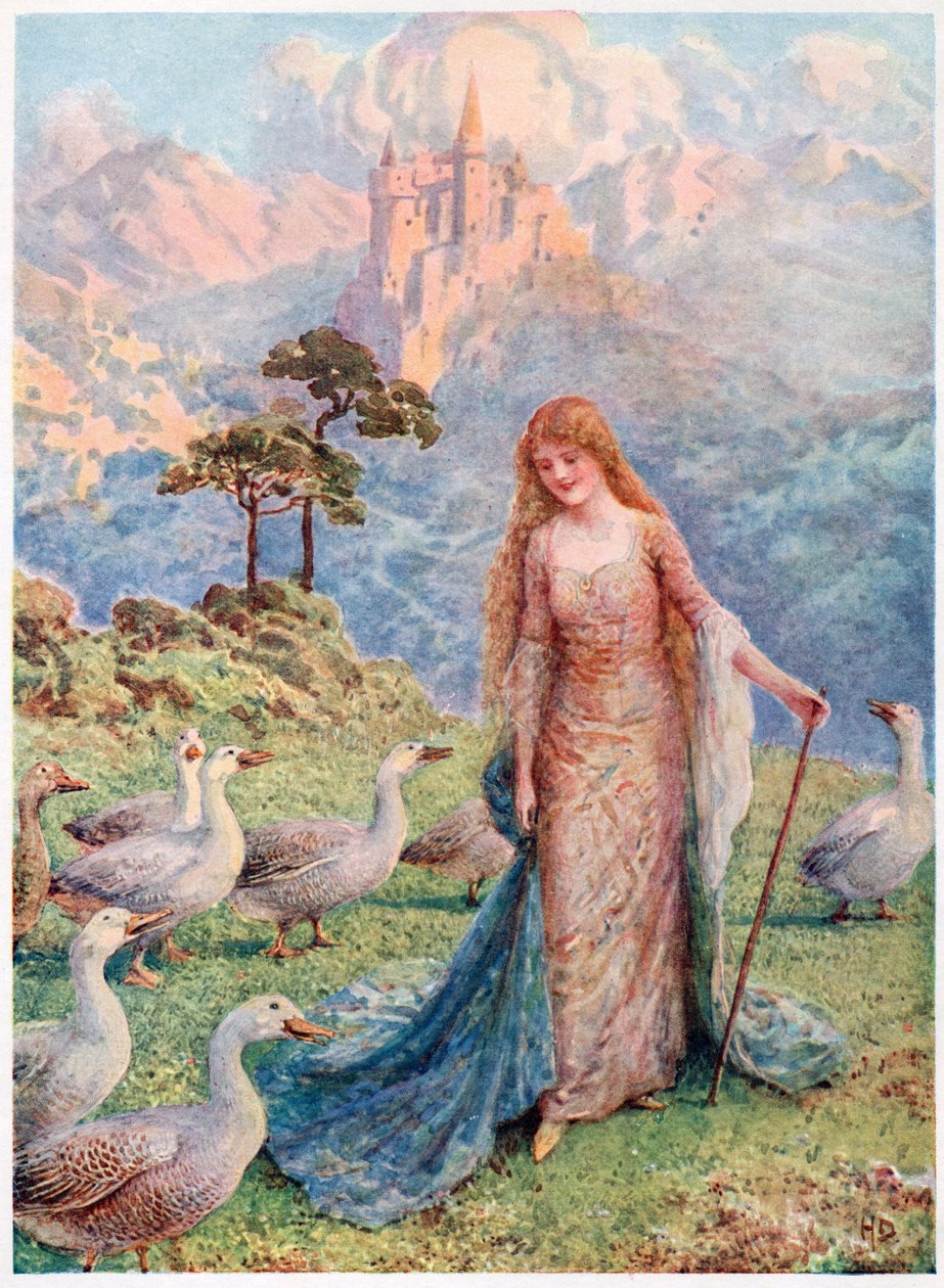 „Ó, milyen szép a mi úrnőnk” – Lilia E. Romano olasz tündérmesékből, a Raphael Tuck & Sons kiadásában (színes litho) alkotó: Howard Davie