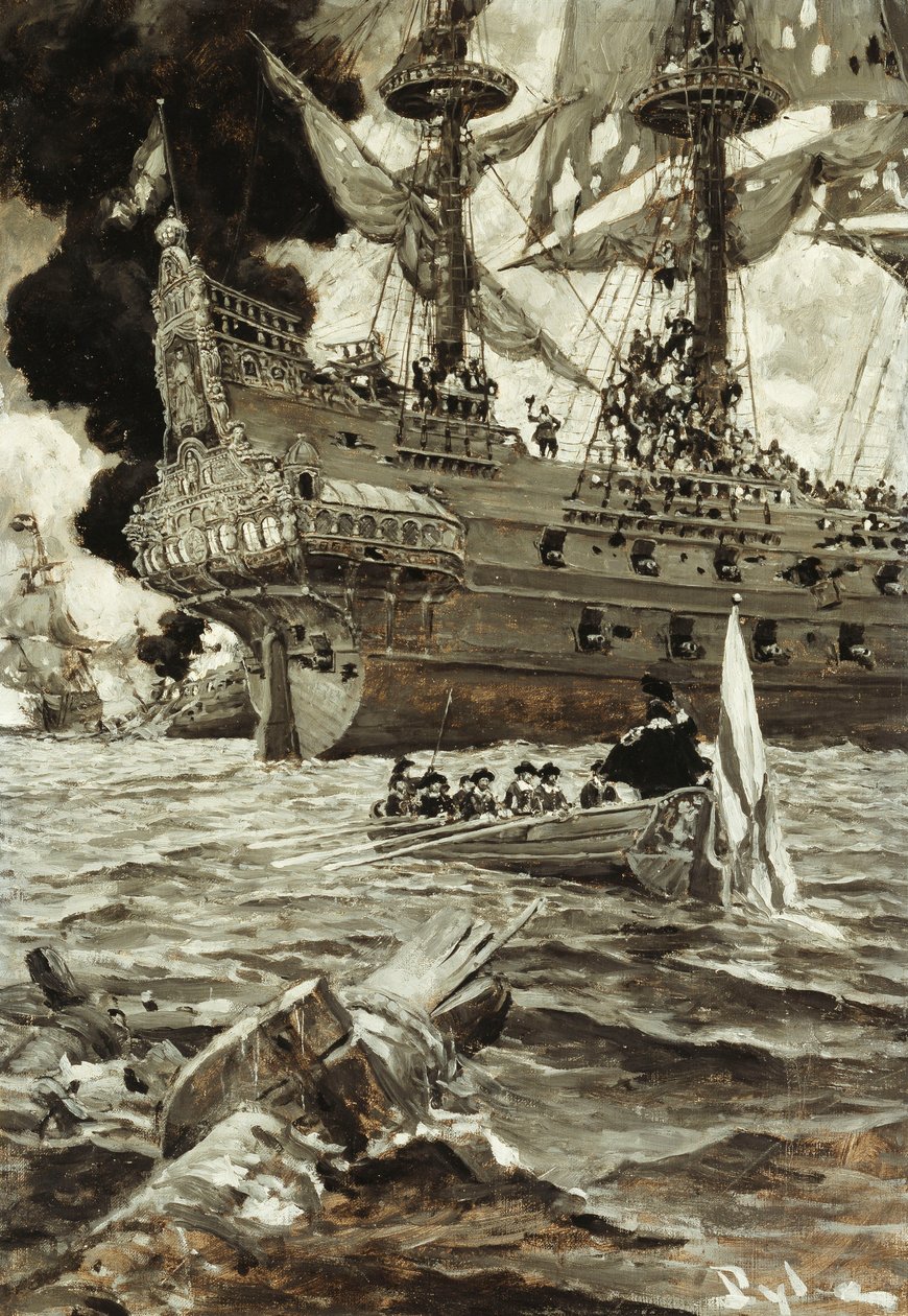 Üzleti tranzakció: Az admirális tisztességesen érkezett, alkotó: Howard Pyle