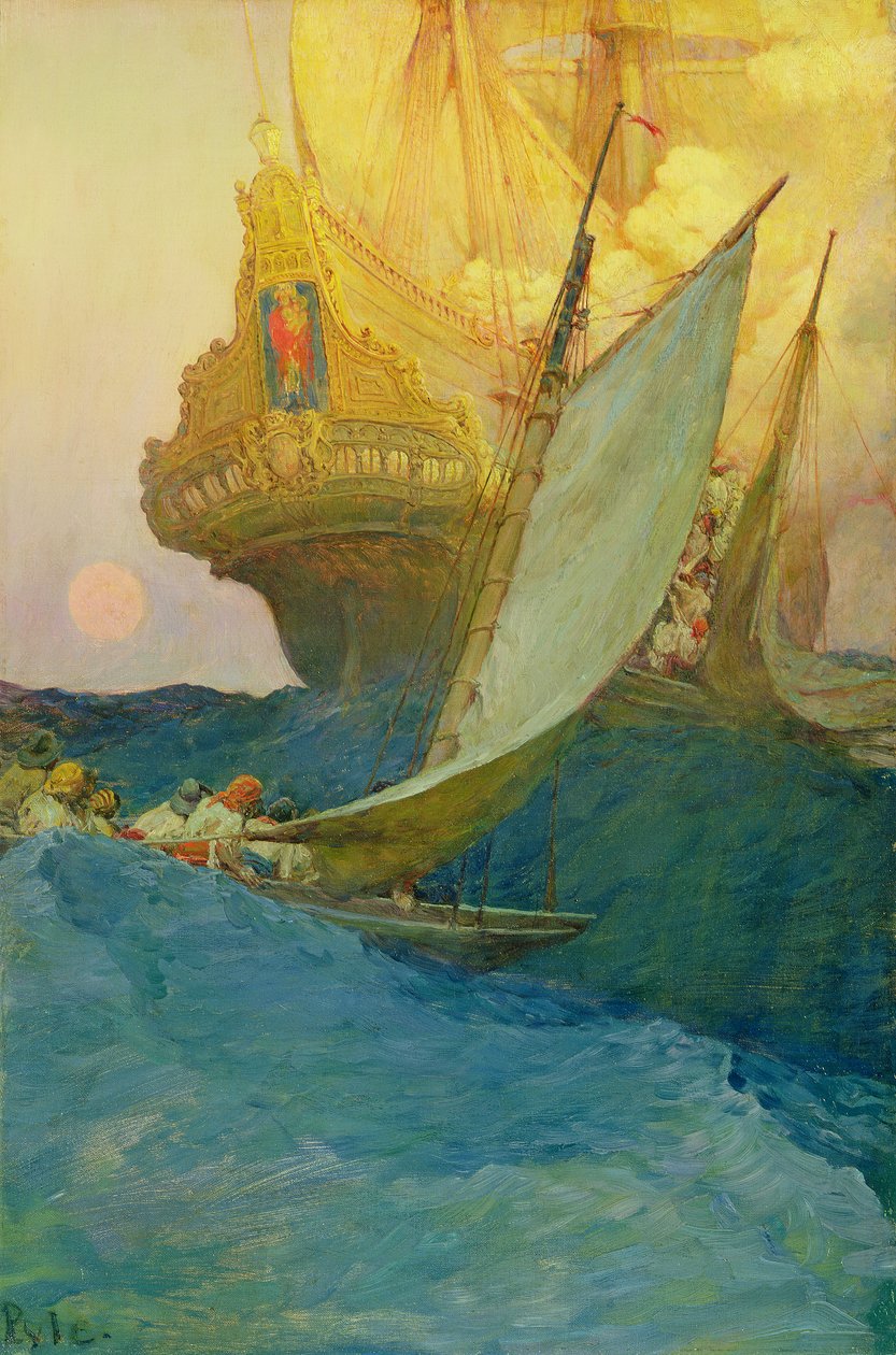 Támadás egy galleon ellen Howard Pyle "Kincses város sorsa" című művéből, a "Harper