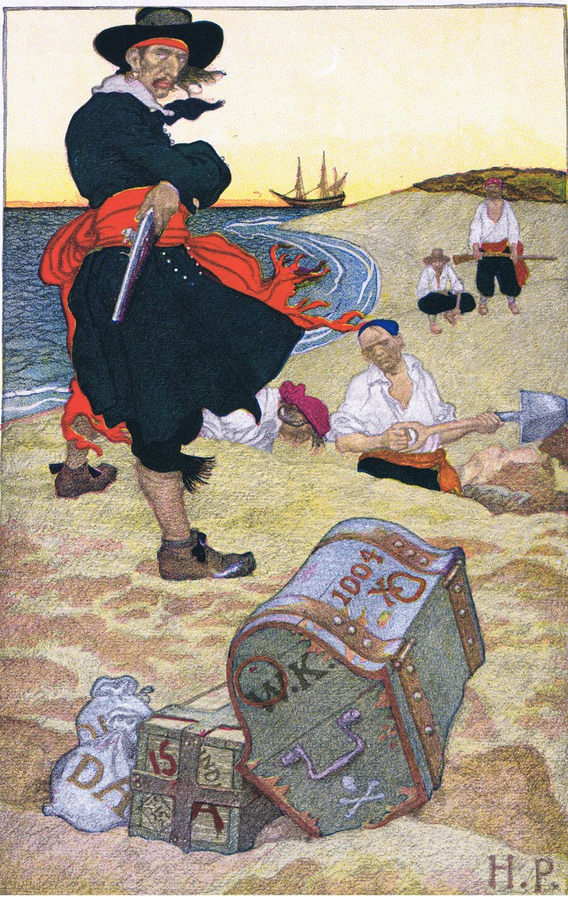 Eltemetett kincs, a Harper & Bros által kiadott Howard Pyles Book of Pirates című könyvéből, 1921 alkotó: Howard Pyle