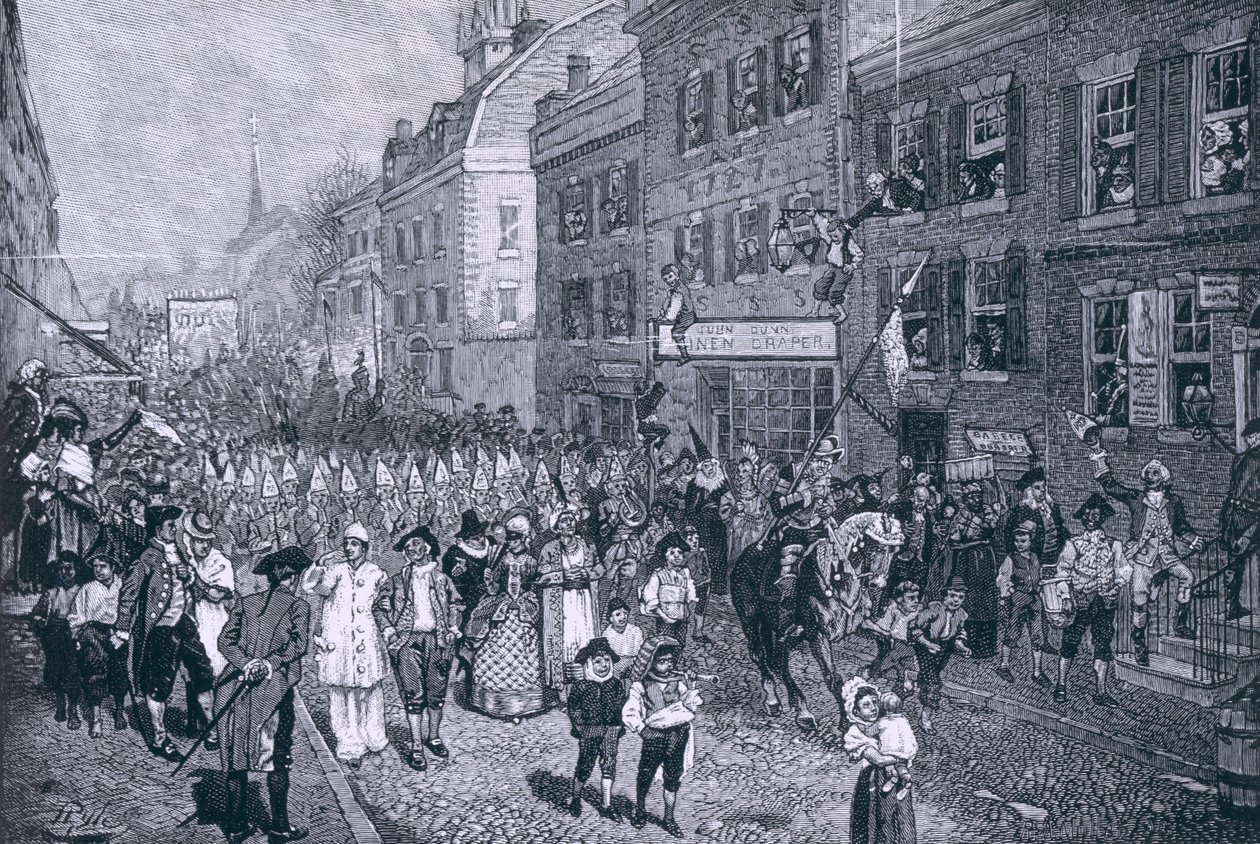 Philadelphiai karnevál, illusztráció a "The Battle of Monmouth Court House"-ból, Benson J. Lossing, pub. a Harper