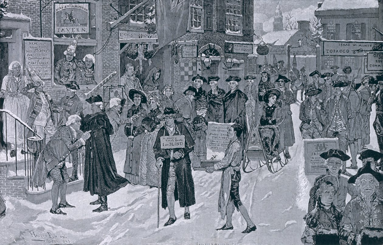 Karácsony reggel Old New Yorkban a forradalom előtt, illusztráció a Harper