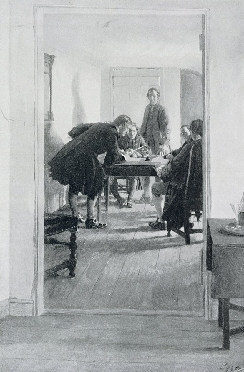 Az Old Raleigh Tavernában, illusztráció Woodrow Wilson "Otthon Virginiában" című művéből, megjelent a Harper