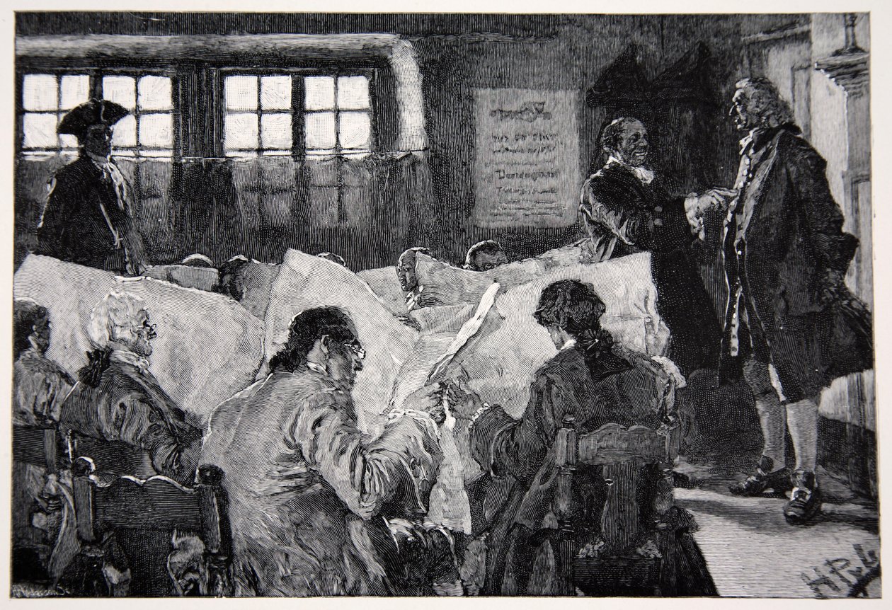 Egy New York-i kávéház olvasótermében alkotó: Howard Pyle