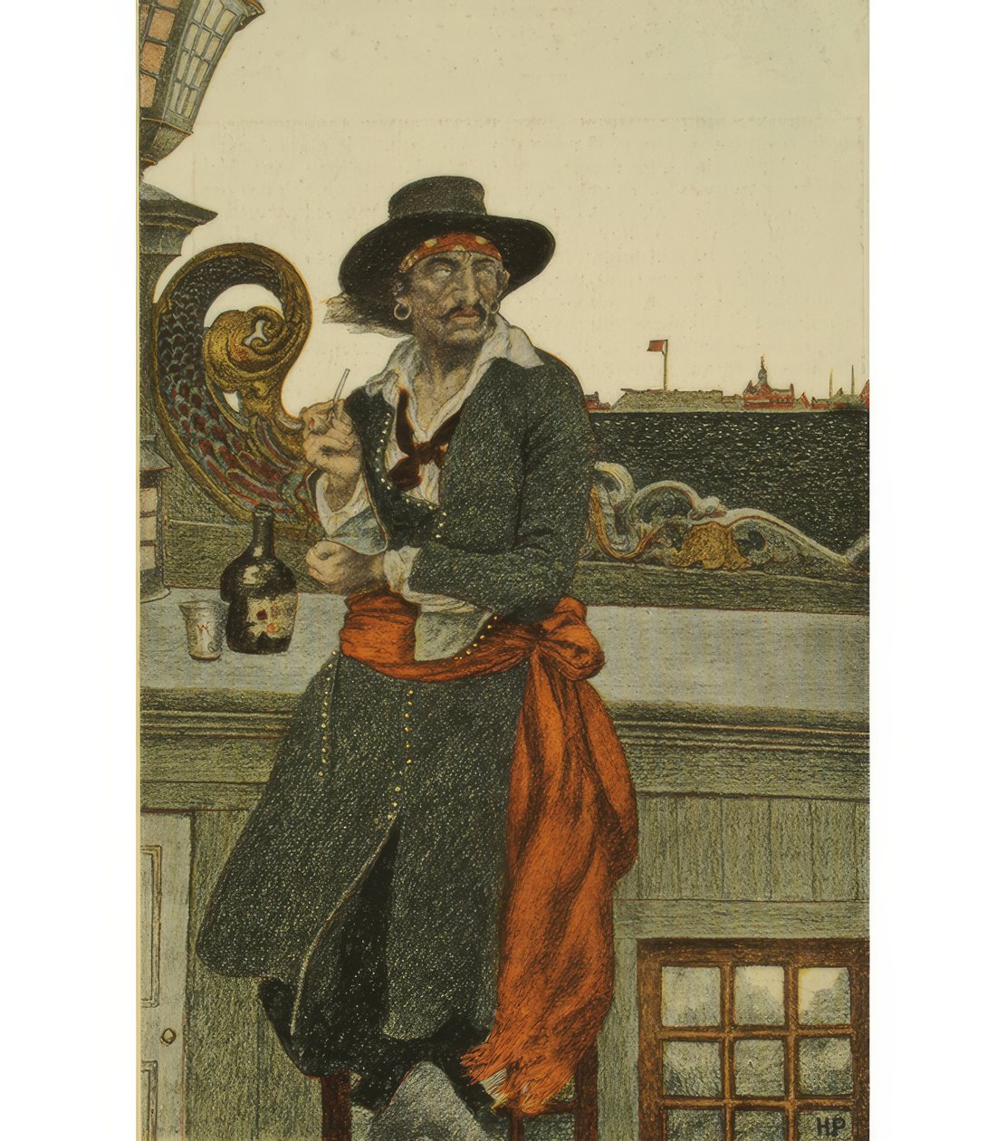 Kidd az "Adventure Galley" fedélzetén. alkotó: Howard Pyle