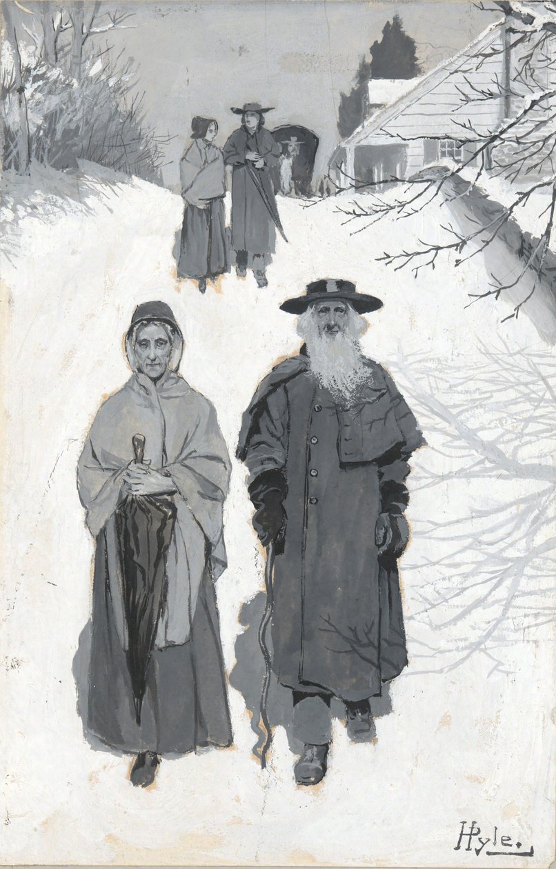 The Dunkers - Going to Meeting, a Harperben megjelent illusztráció rajza alkotó: Howard Pyle