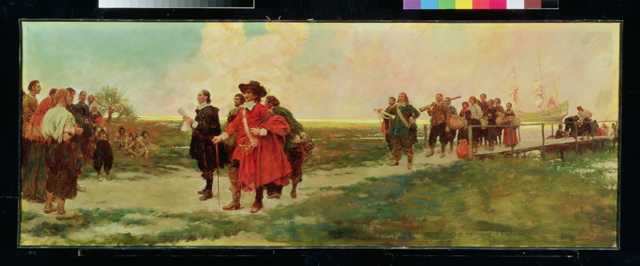 Carteret leszállása New Jerseyben (olaj, vászon) alkotó: Howard Pyle