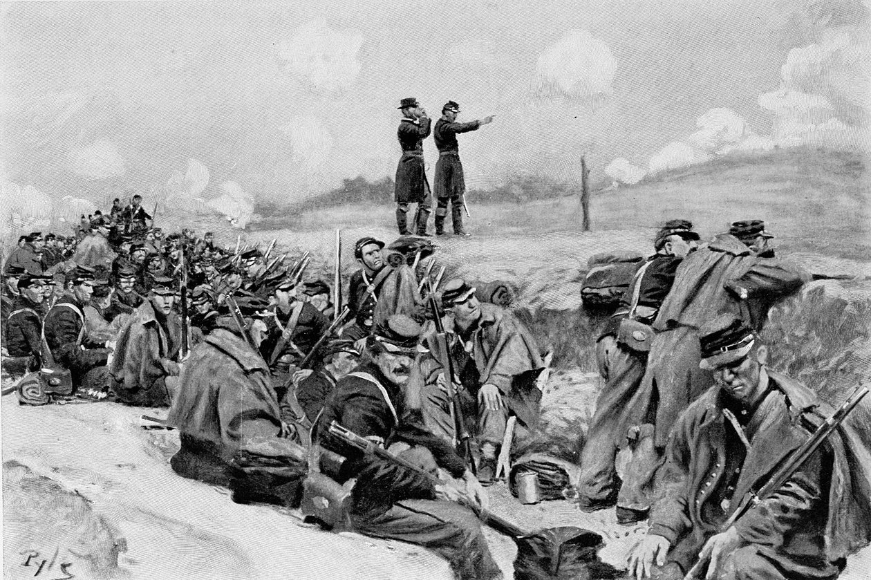„They Waited the Order to Charge”, illusztráció William Gilmore Beymer „Young” című művéből, pub. a Harper