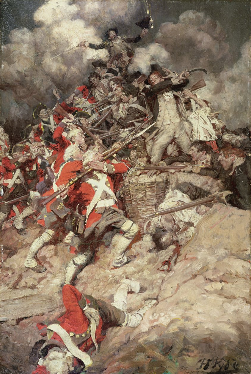 Felkapaszkodtak a mellvéden, és átmentek a tetejére, Pell Mell, Után a britek vagy The Battle of Yorktown, Paul Leicester Ford (1865-1902) „Janice Meredith” című művéből, 1899-ben (olaj, vászon) alkotó: Howard Pyle