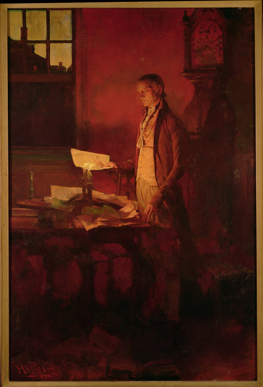 Thomas Jefferson a Függetlenségi Nyilatkozat megírása, Henry Cabot Lodge (1850-1924) „A forradalom története” című művéből, megjelent a Scribner