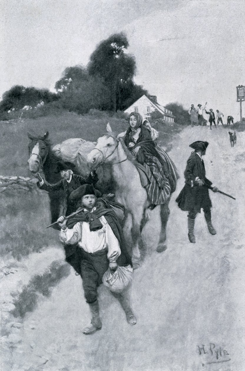 Tory menekültek útban Kanadába, illusztráció Woodrow Wilson "Colonies and Nation" című könyvéből, kiad. Harper