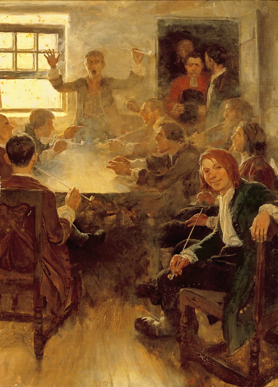Az egyetemi élet 1679-ben, Edward S. Martin „Undergraduate Life at Harvard” című művéből, megjelent a Scribner