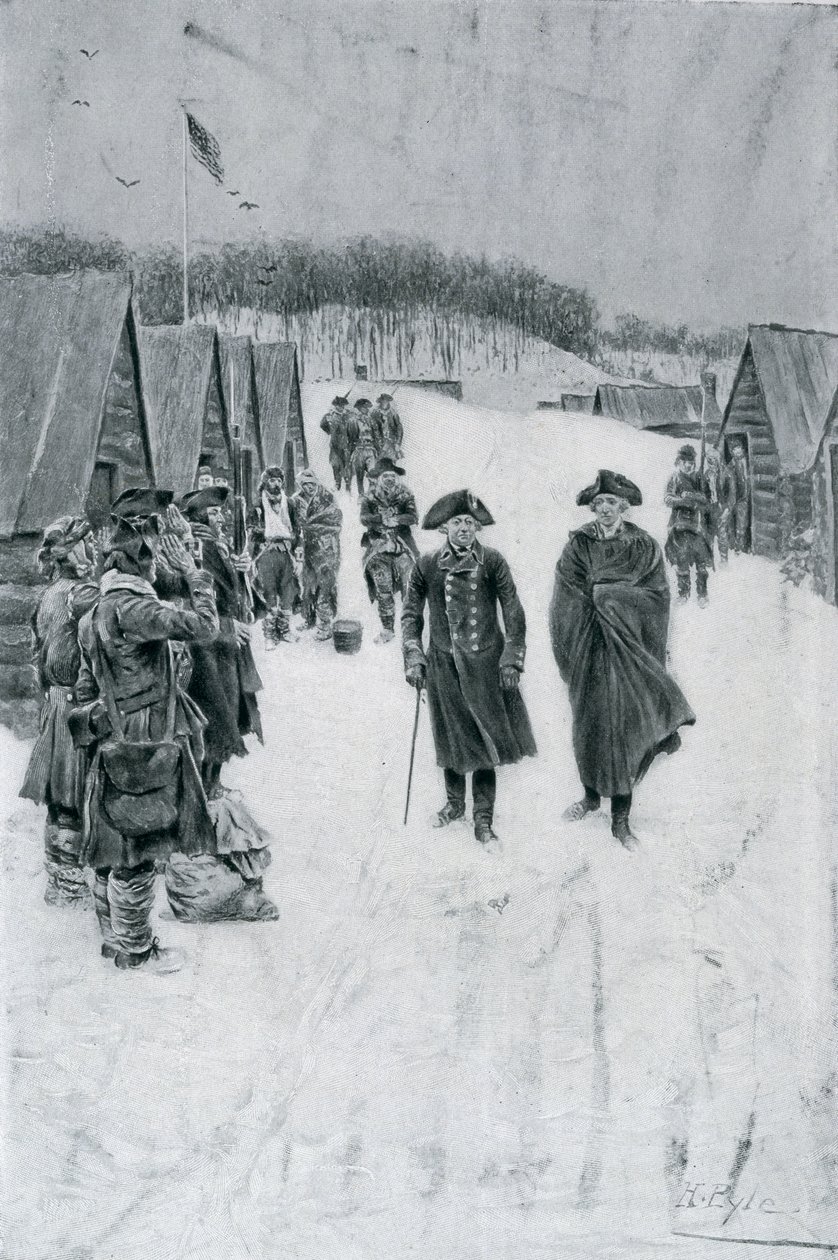 Washington és Steuben a Valley Forge-ban, illusztráció a "General Washington"-ból, Woodrow Wilson, pub. a Harper