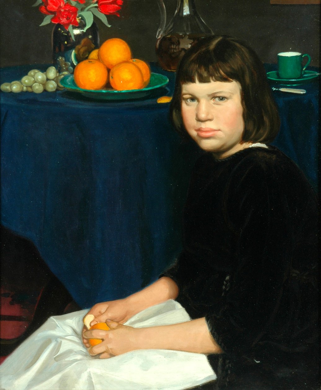 Julie a narancsokkal (olaj, vászon) alkotó: Howard Somerville