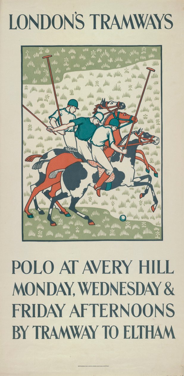 „Polo at Avery Hill”, London Megyei Tanács LCC Tramways plakátja, 1923 alkotó: Howard Spear