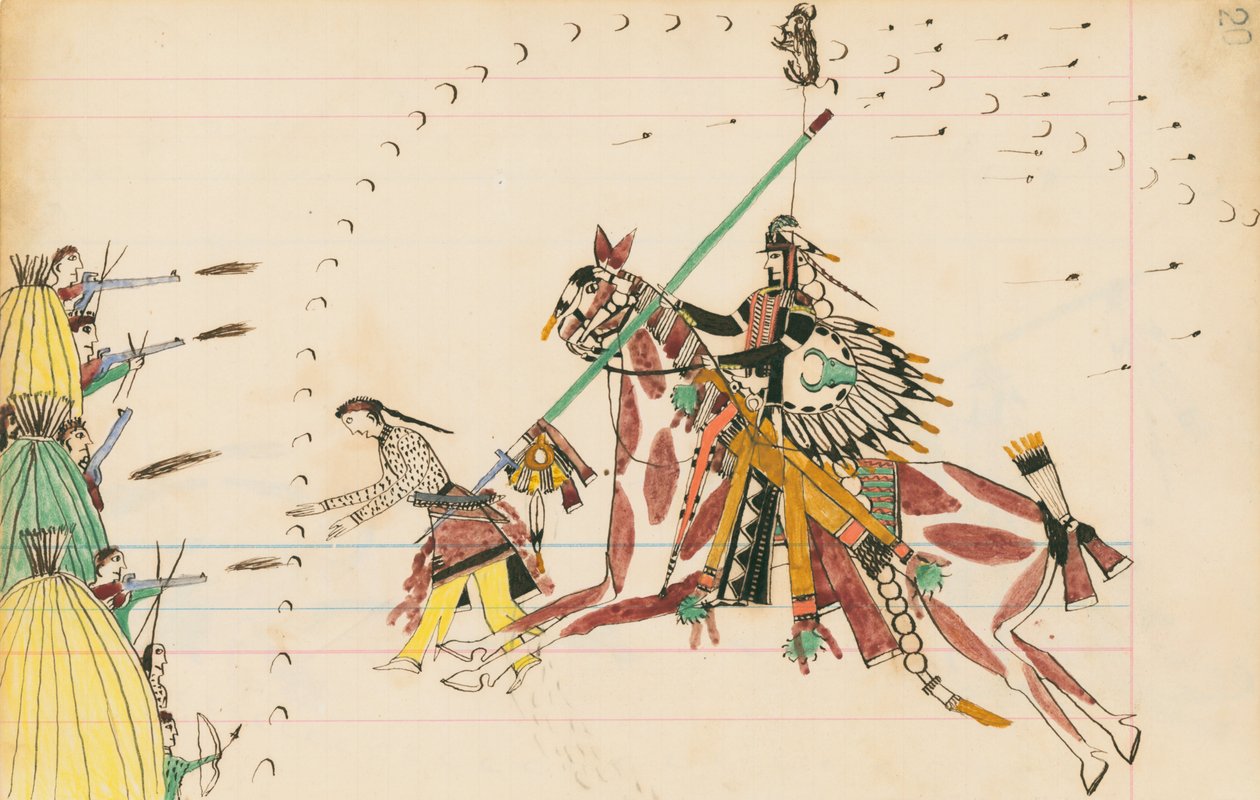 Pawnees, 1874-75 (toll, tinta és WC főkönyvi papíron) alkotó: Howling Wolf