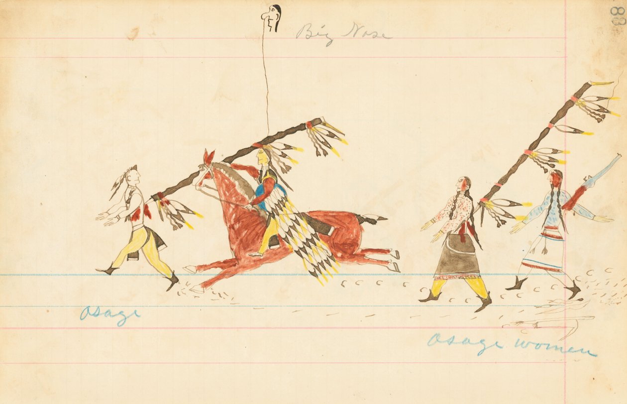 Osage, Big Nose, Osage Women, 1874-75 (toll, tinta és wc főkönyvi papírra) alkotó: Howling Wolf