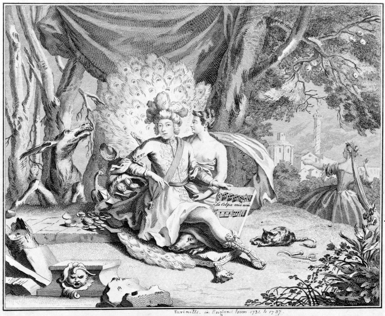 Szatíra egy kasztrált énekesről, 1730-40 alkotó: Hubert Francois Gravelot