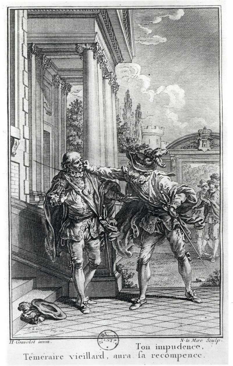 Harci jelenet, Pierre Corneille (1606-84) "Le Cid" (1637) című művének illusztrációja, metszette Noel Le Mire (1724-1800) 1762-ben. alkotó: Hubert Francois Gravelot