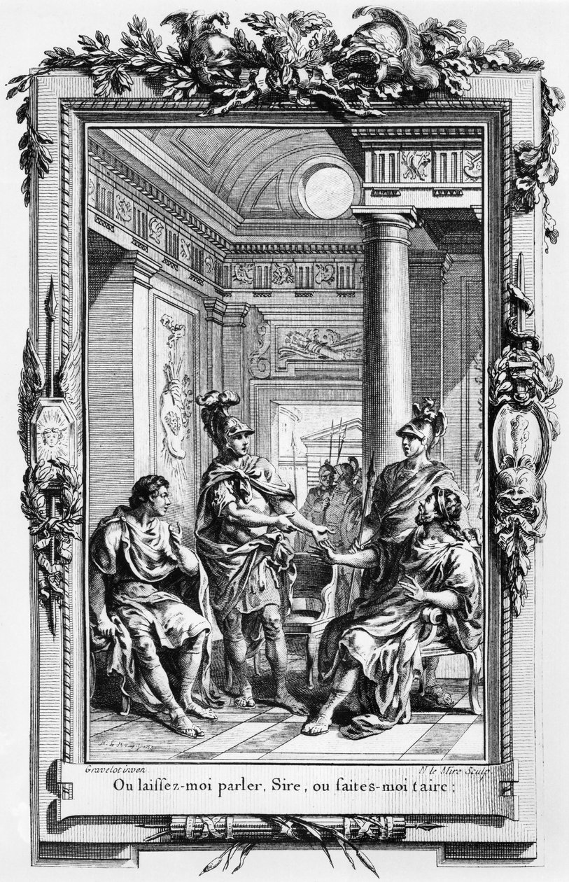 Illusztráció Pierre Corneille (1606-84) „Nicomédájához”, vésette Noel Le Mire (1724-1800) alkotó: Hubert Francois Gravelot