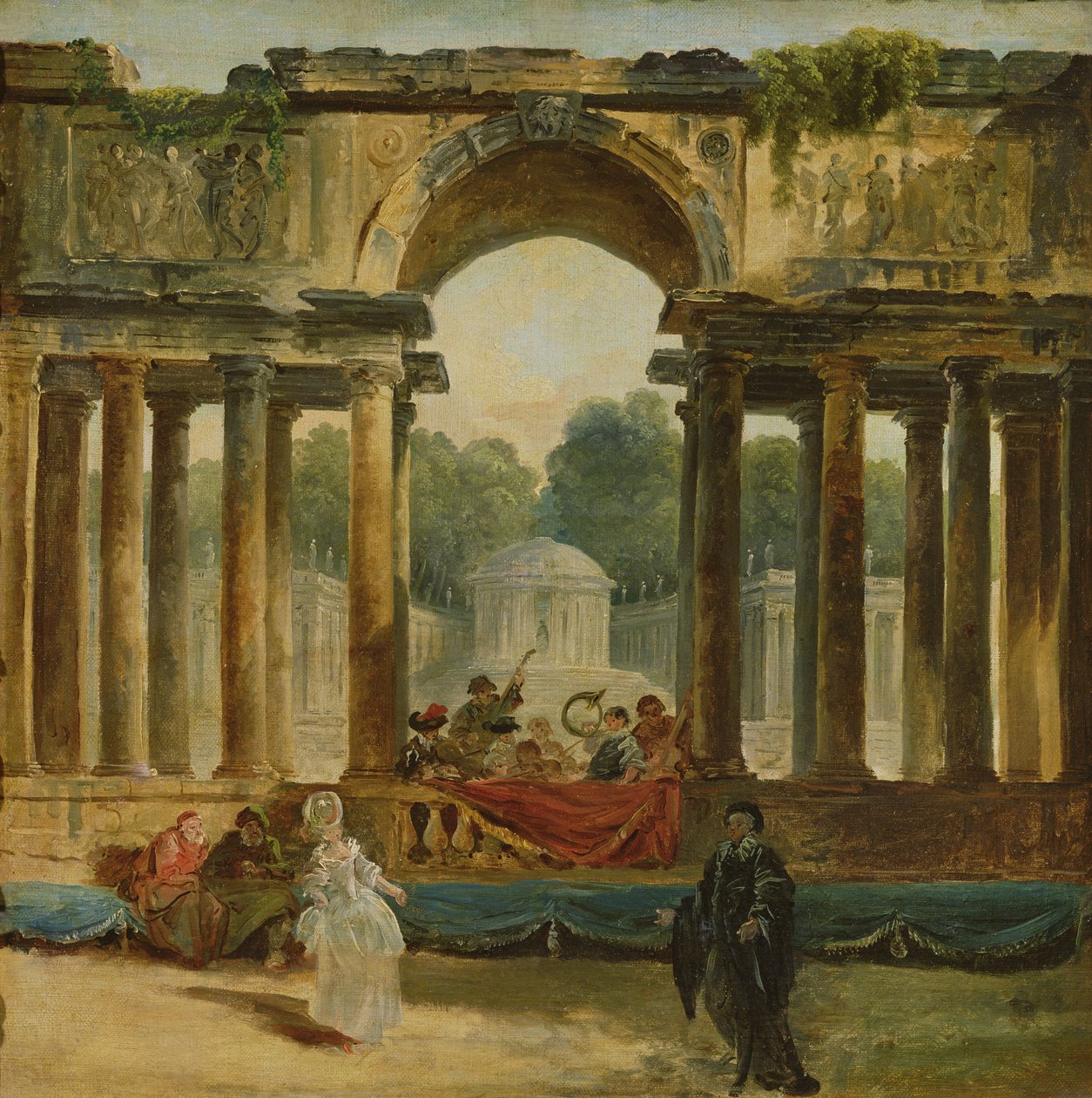 Tánc és koncert a parkban alkotó: Hubert Robert