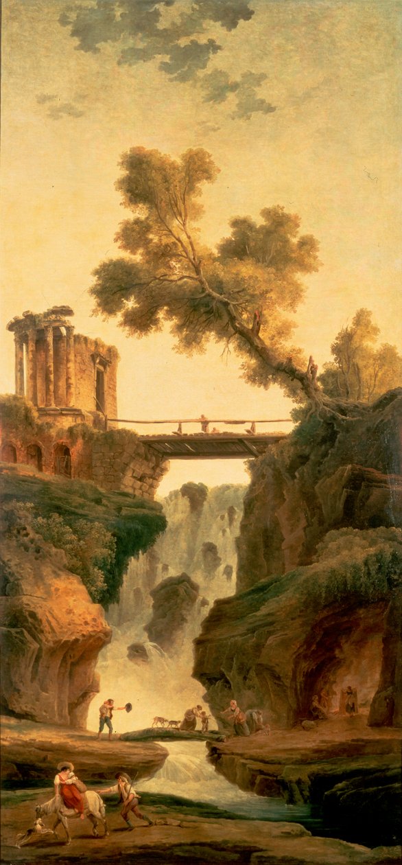 Táj vízeséssel alkotó: Hubert Robert