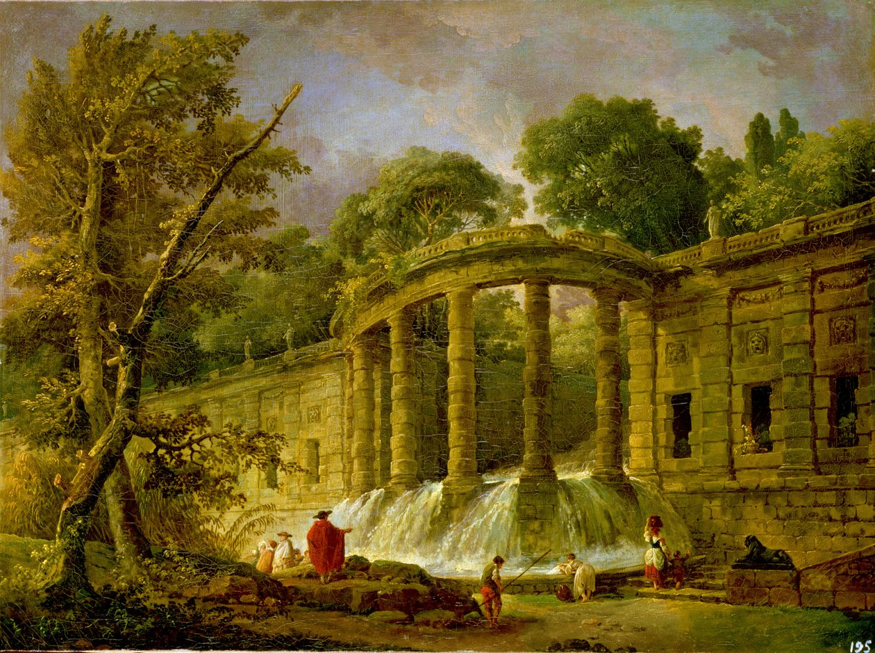 Pavilon vízeséssel, 1760 alkotó: Hubert Robert