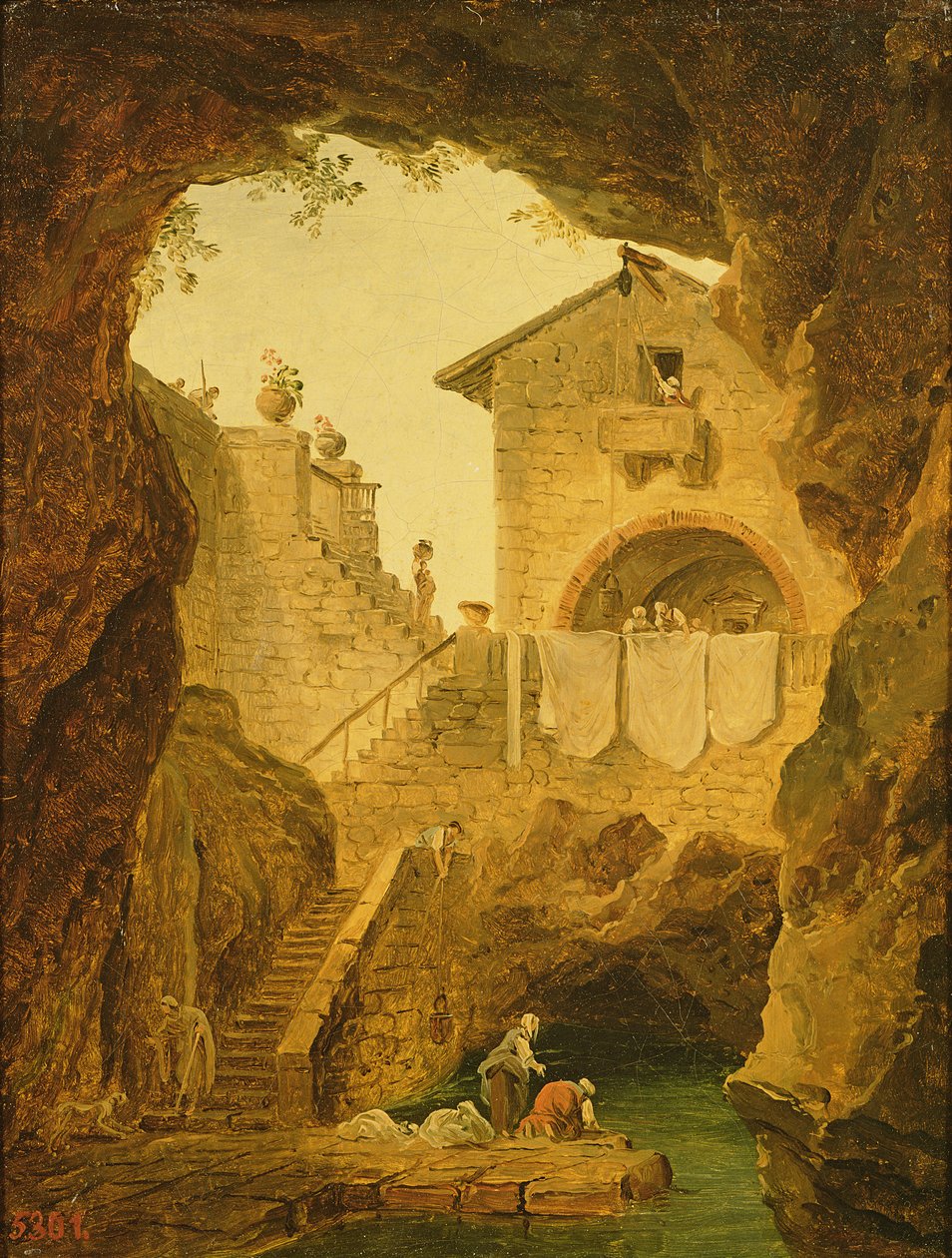 A szökőkút a barlang alatt alkotó: Hubert Robert