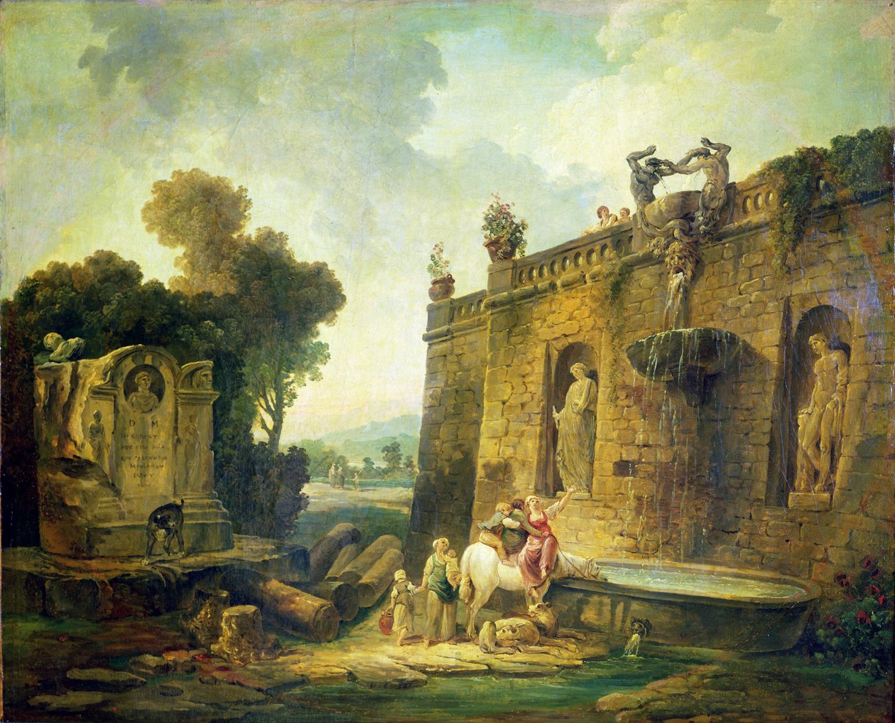 Az öntözőhely alkotó: Hubert Robert