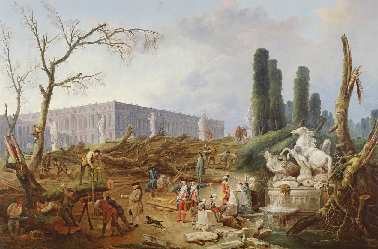 Fakivágás a versailles-i kertben Apolló fürdője körül, 1775-77 alkotó: Hubert Robert