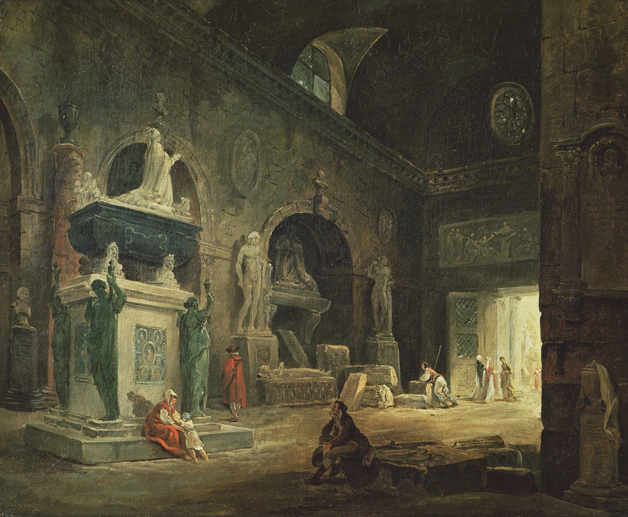 Kilátás egy galériára a Musee des Monuments Francais-ban alkotó: Hubert Robert