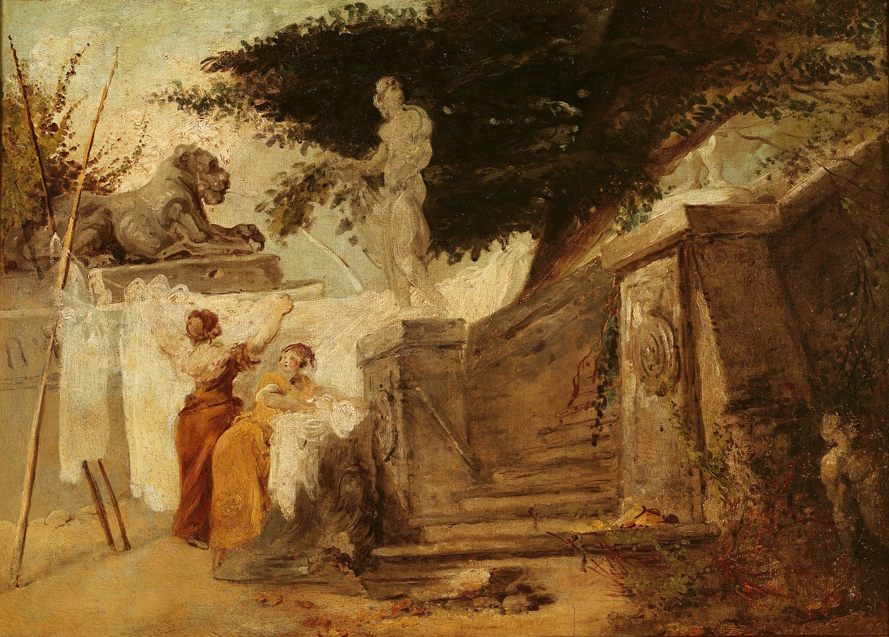 Mosók a kertben, 1756-61 körül alkotó: Hubert Robert