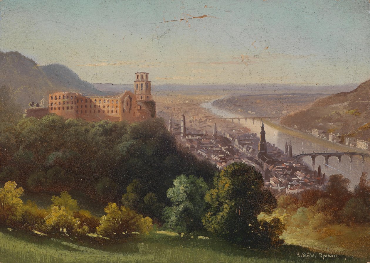 Heidelberg látképe alkotó: Hubert Sattler