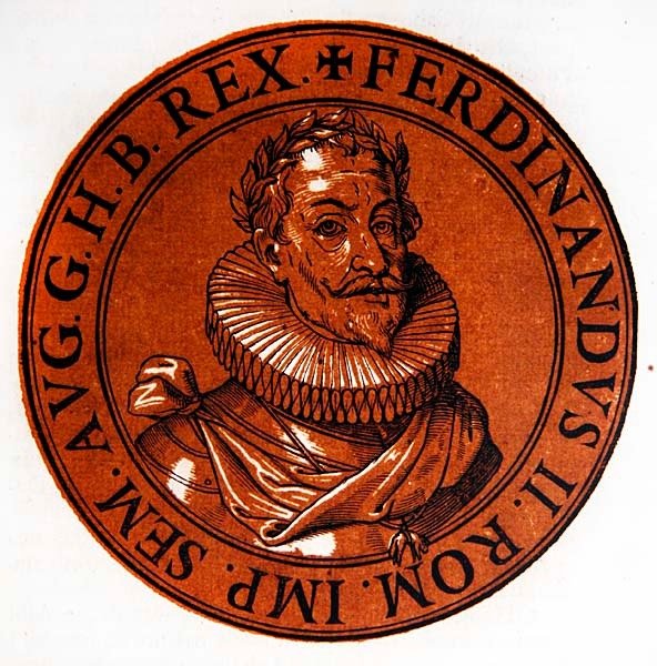 II. Ferdinánd szent római császár medalionos portréja alkotó: Hubert (after) Goltzius