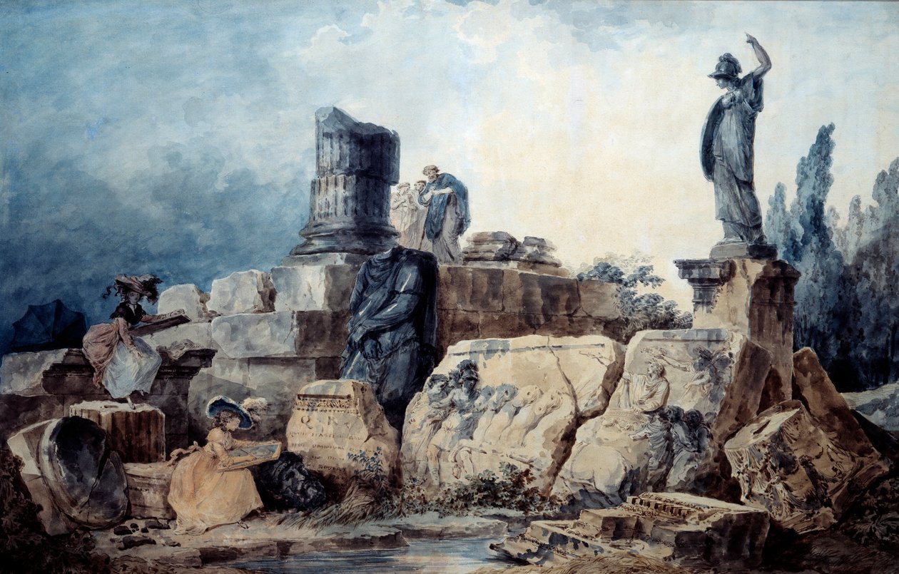 A karikaturisták. Rajz Hubert Robert (1733-1808) után alkotó: Hubert (after) Robert