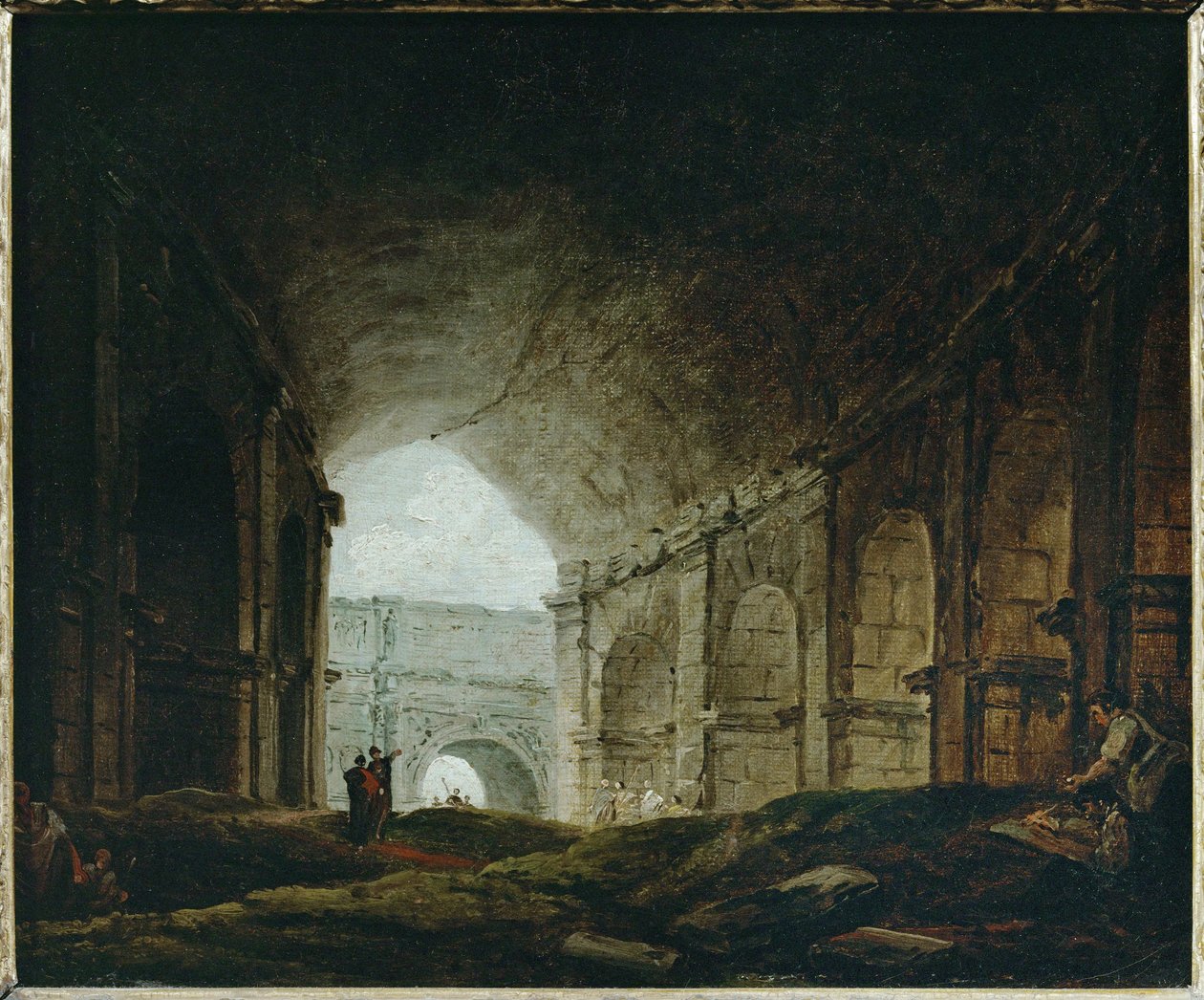 A Colosseum belseje, Róma ... alkotó: Hubert (circle of) Robert