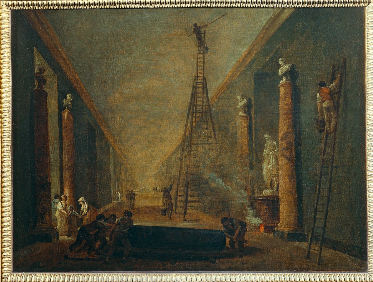 La Grande Galerie en cours de restauration - A Nagy Galéria restaurálása alatt ... alkotó: Hubert (circle of) Robert