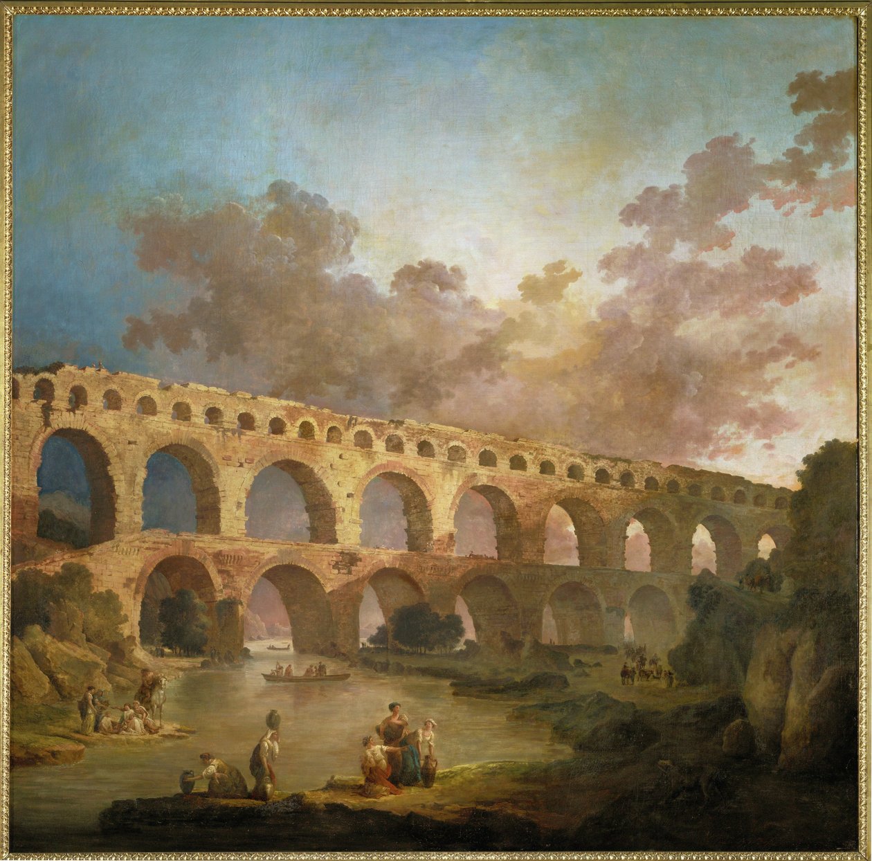 Le Pont du Gard. A Gard folyón átívelő római kori vízvezeték ... alkotó: Hubert (circle of) Robert