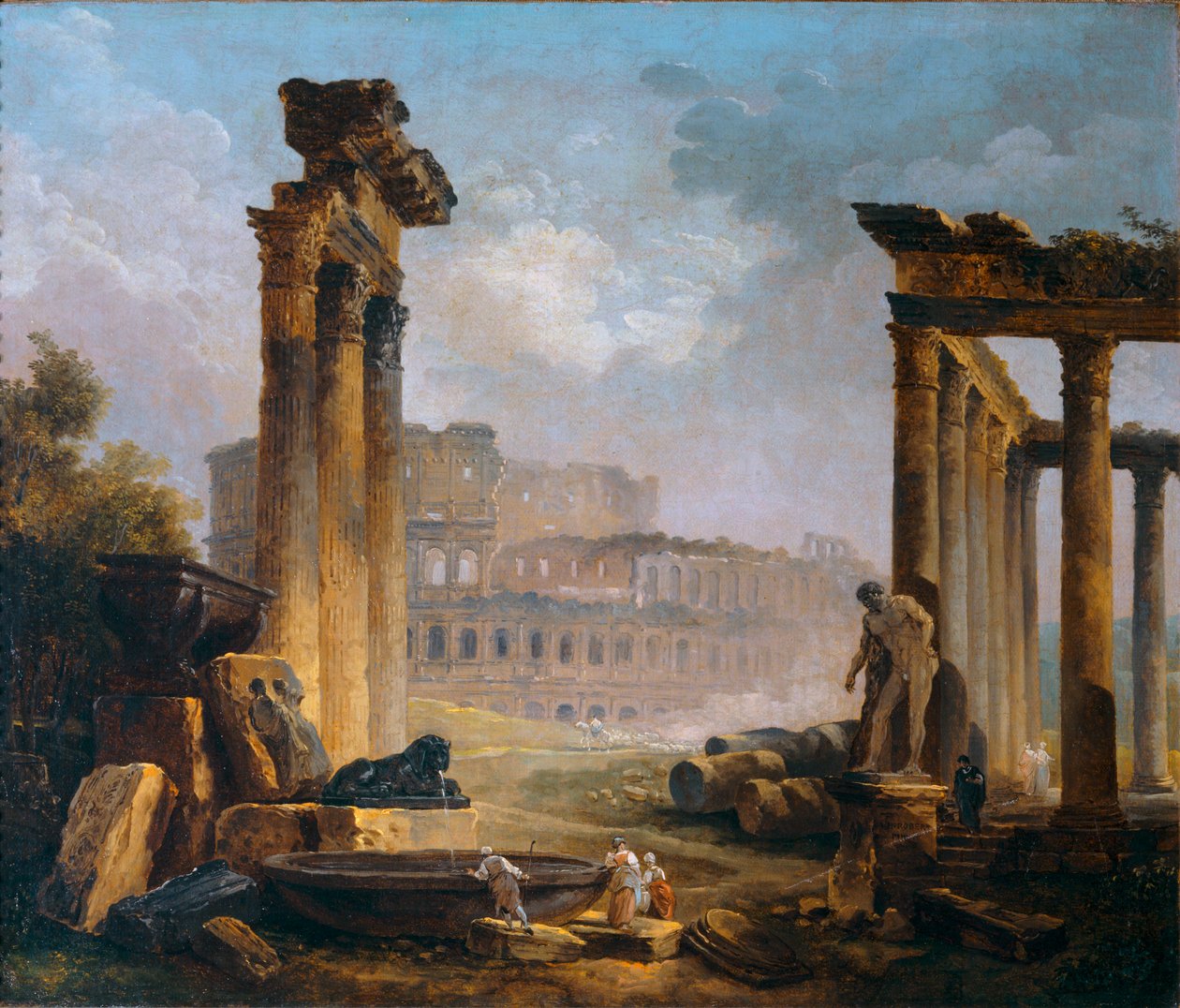Ruines romaines avec le Colisee - Római romok a Colosseummal ... alkotó: Hubert (circle of) Robert