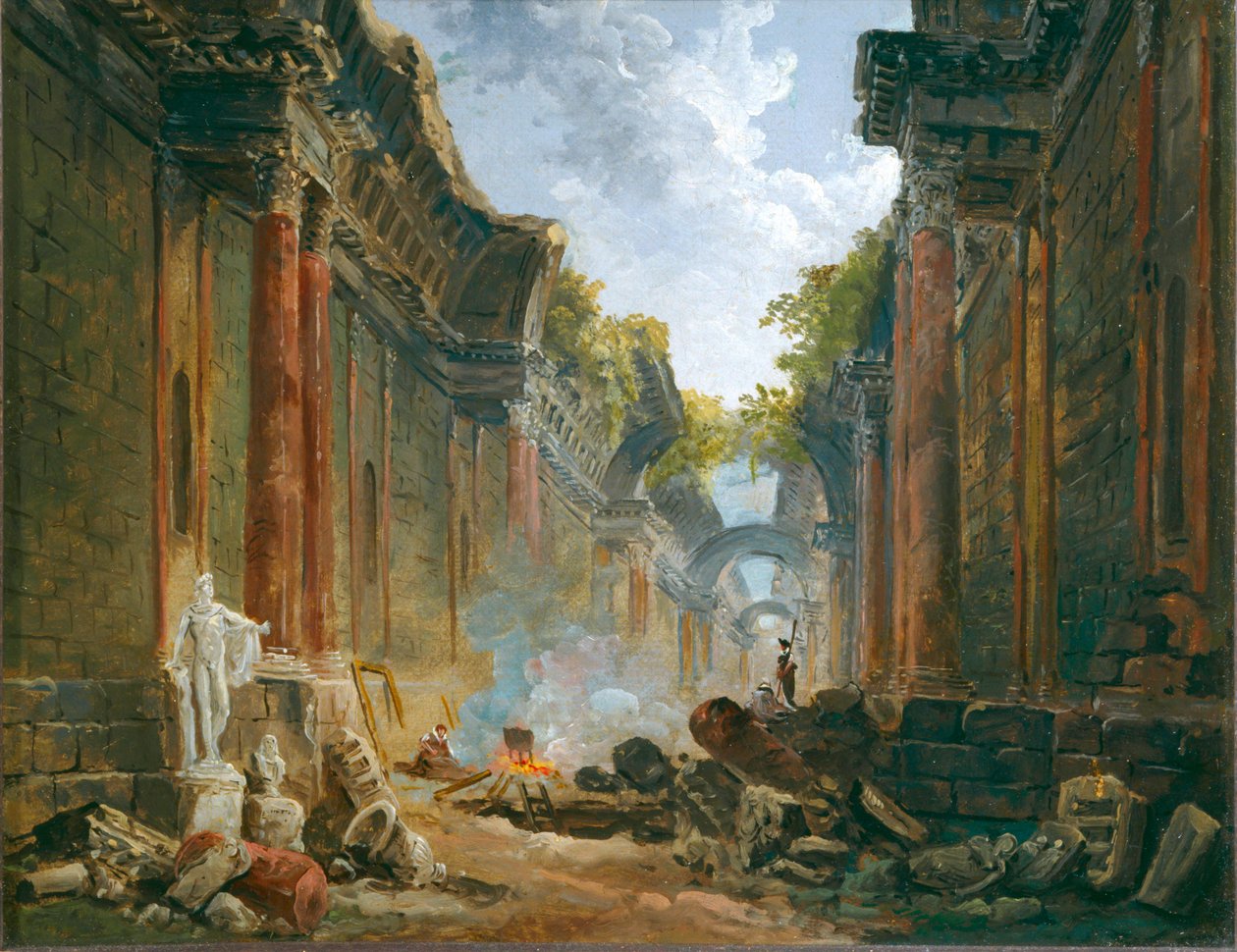 Vue imaginaire de la Grande Galerie en ruine - A romokban heverő Nagy Galéria képzeletbeli látképe ... alkotó: Hubert (circle of) Robert
